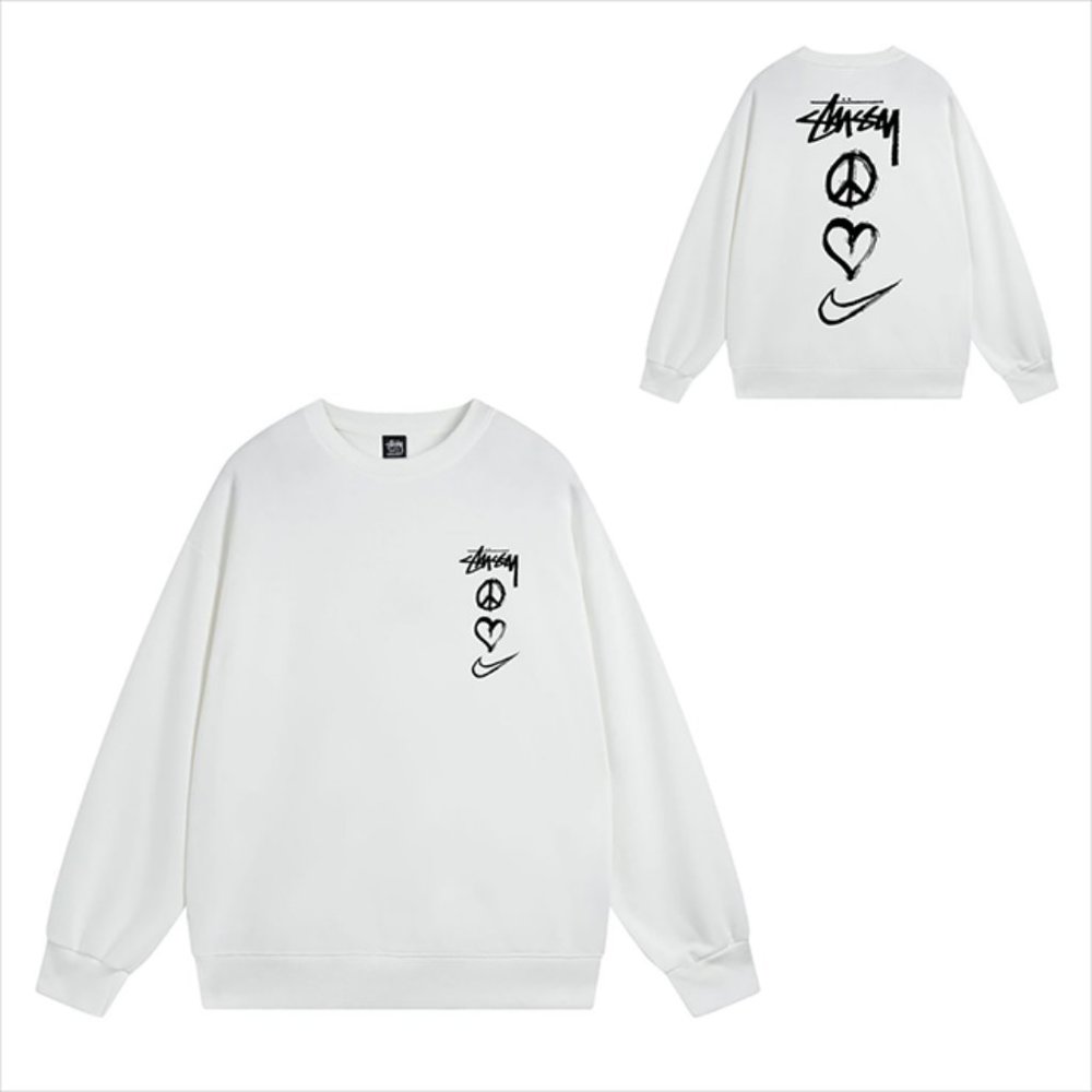 Nike x Stussy Peace Love Swoosh Sweatshirt Crew Sweat White